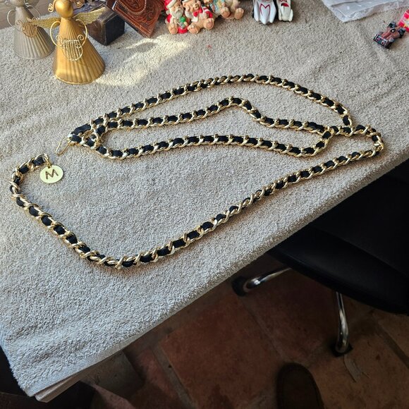 Womens gold and black body belt over 30 inch main image 5